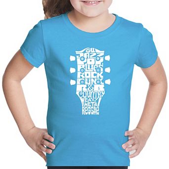 Guitar Head Music Genres - Girl's Word Art T-shirt