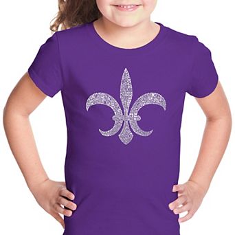FLEUR DE LIS - POPULAR LOUISIANA CITIES - Girl's Word Art T-shirt