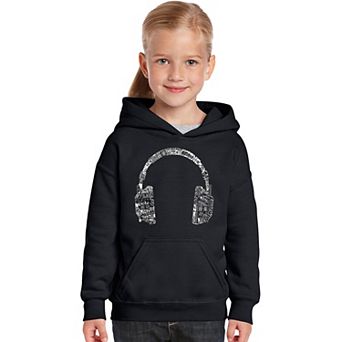 HEADPHONES - LANGUAGES - Girl's Word Art Hooded Sweatshirt