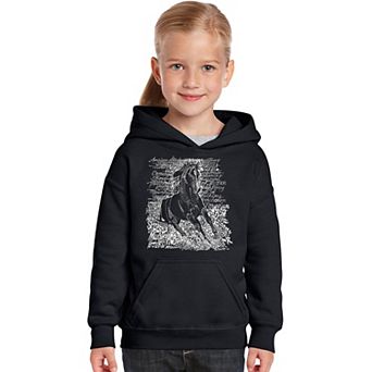 POPULAR HORSE BREEDS - Girl's Word Art Hooded Sweatshirt