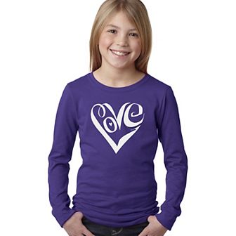 Script Love Heart - Girl's Word Art Long Sleeve