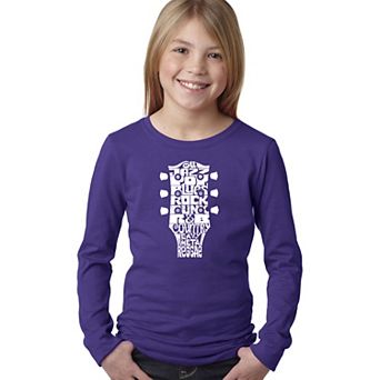 Guitar Head Music Genres - Girl's Word Art Long Sleeve