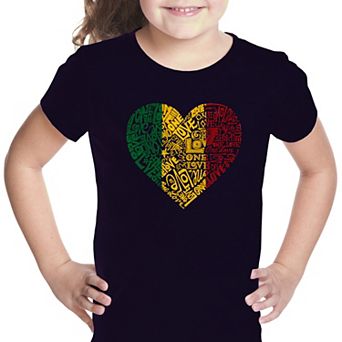 One Love Heart - Girl's Word Art T-shirt