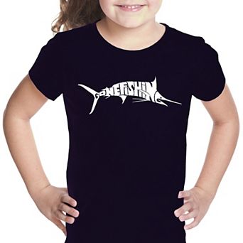 Marlin - Gone Fishing - Girl's Word Art T-shirt