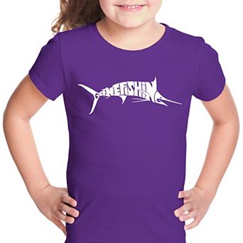 Marlin - Gone Fishing - Girl's Word Art T-shirt