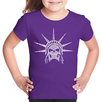 Freedom Skull - Girl's Word Art T-shirt