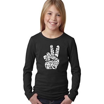 Peace Out - Girl's Word Art Long Sleeve