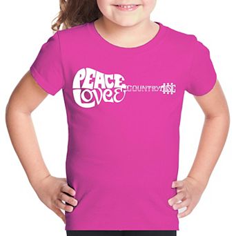 Peace Love Country - Girl's Word Art T-shirt