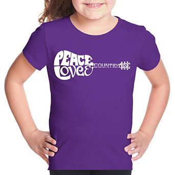 Peace Love Country - Girl's Word Art T-shirt
