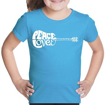 Peace Love Country - Girl's Word Art T-shirt