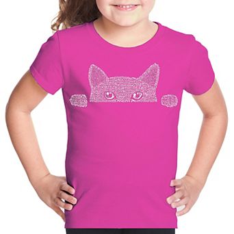 Peeking Cat - Girl's Word Art T-shirt