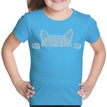 Peeking Cat - Girl's Word Art T-shirt