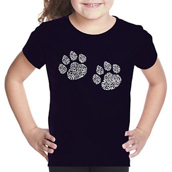 Meow Cat Prints - Girl's Word Art T-shirt