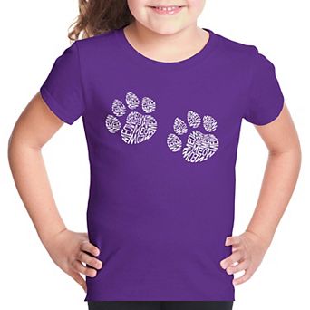 Meow Cat Prints - Girl's Word Art T-shirt