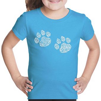 Meow Cat Prints - Girl's Word Art T-shirt