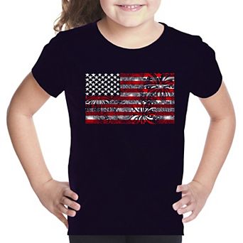 Fireworks American Flag - Girl's Word Art T-shirt