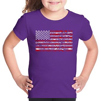 Fireworks American Flag - Girl's Word Art T-shirt