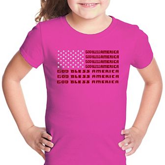 God Bless America - Girl's Word Art T-shirt