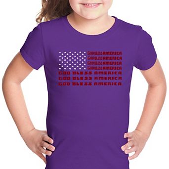 God Bless America - Girl's Word Art T-shirt