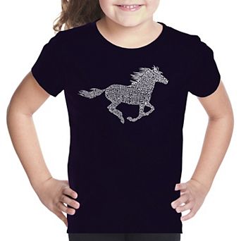 Horse Breeds - Girl's Word Art T-shirt