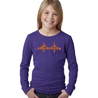 San Francisco Bridge - Girl's Word Art Long Sleeve