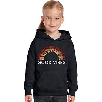 Good Vibes - Girl's Word Art Hooded Sweatshirt