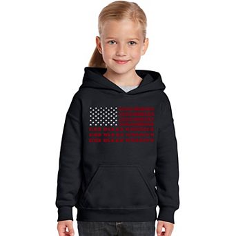 God Bless America - Girl's Word Art Hooded Sweatshirt