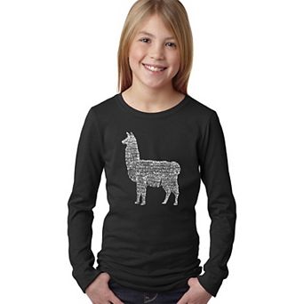 Llama Mama - Girl's Word Art Long Sleeve