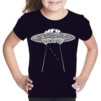 Flying Saucer UFO - Girl's Word Art T-shirt