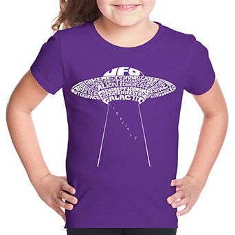 Flying Saucer UFO - Girl's Word Art T-shirt