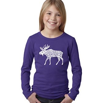 Moose - Girl's Word Art Long Sleeve