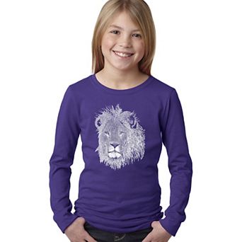 Lion - Girl's Word Art Long Sleeve
