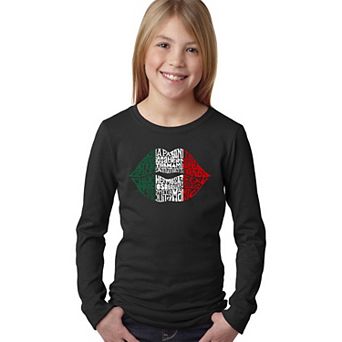 Latina Lips - Girl's Word Art Long Sleeve