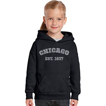 Chicago 1837 - Girl's Word Art Hooded Sweatshirt