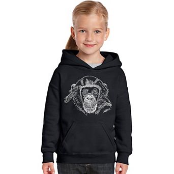 Chimpanzee - Girl's Word Art Hooded Sweatshirt
