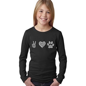 Peace Love Dogs - Girl's Word Art Long Sleeve