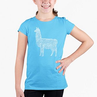 Llama Mama - Girl's Word Art T-shirt