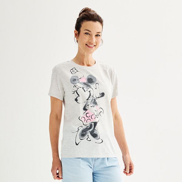 Disney's Minnie Mouse Women's Watercolors Graphic Tee - Oatmeal Heather (XX LARGE)