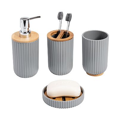 4pc Ribbed Bath Accessory Set