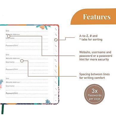 Rileys & Co. Password Book With Alphabetical Tabs, Password Keeper, Password Books For Seniors