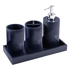 Rubber-Coated Blue Bath Accessories