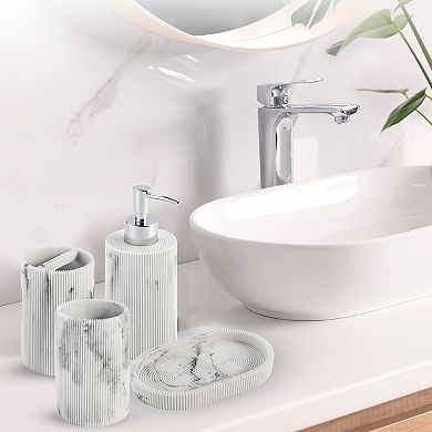 4pc Marble   Resin marble effect   Bath Accessory Set - Kralix