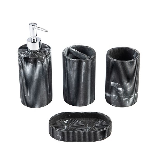 4pc Marble Resin marble effect Bath Accessory Set Kralix