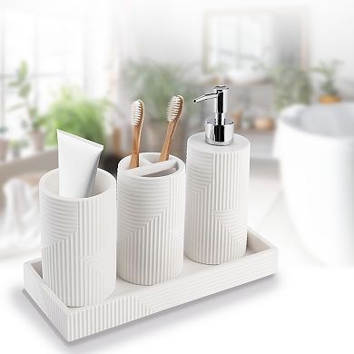 4pc Sedona Stone Resin sand effect Bath Accessory Set - Kralix