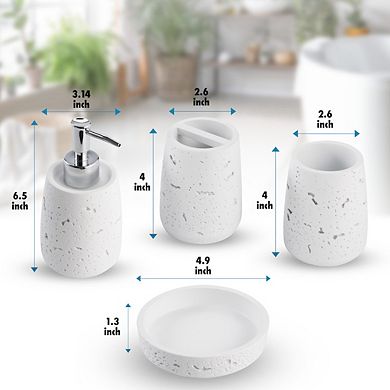 4pc Cork Resin paint coated Bath Accessory Set - Kralix