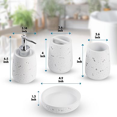 4pc Cork Resin paint coated Bath Accessory Set - Kralix