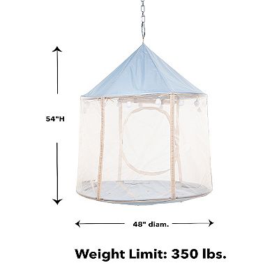 HearthSong HugglePod Panorama Mesh HangOut Indoor and Outdoor Hanging Tent with LED Lights