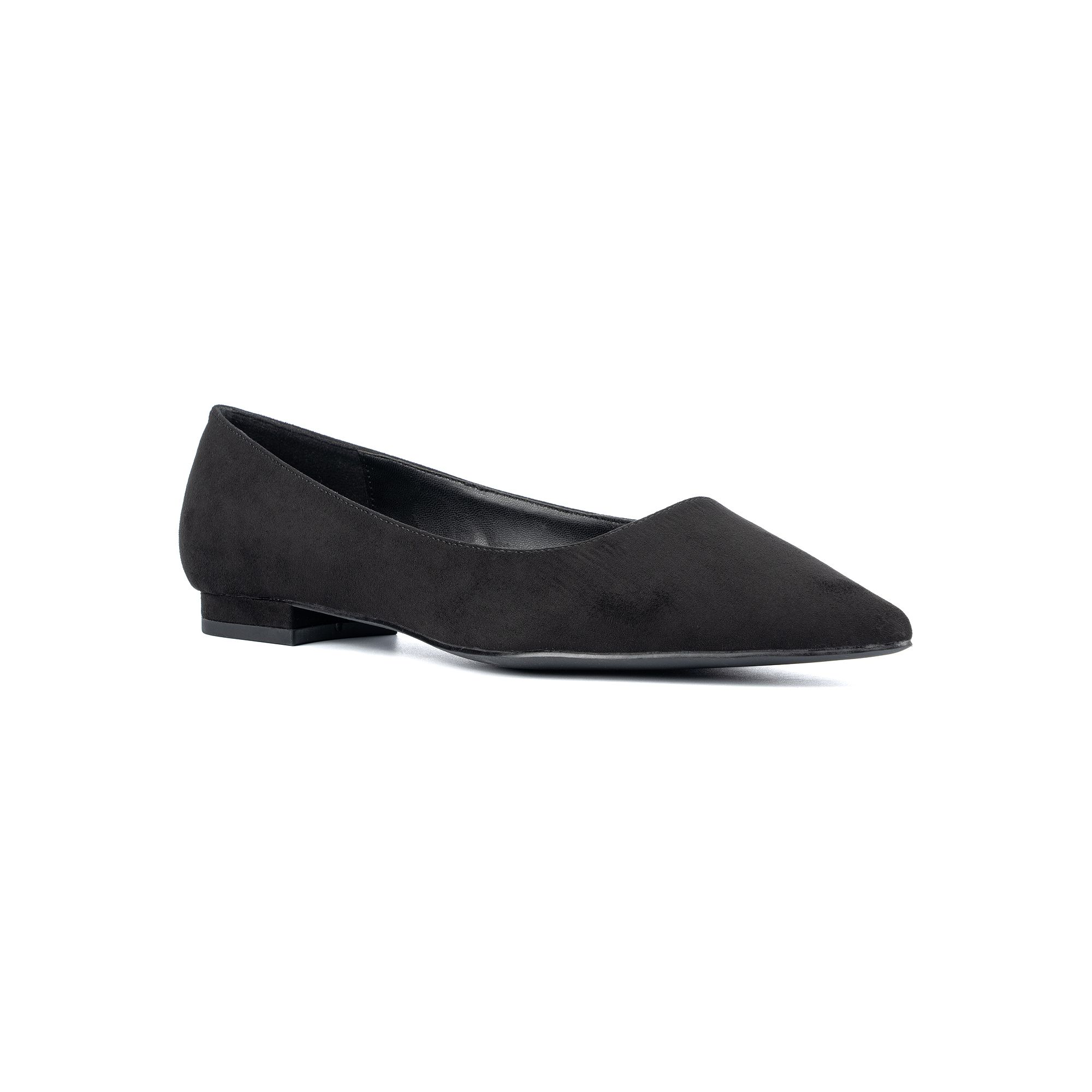 Fashion to Figure Bailey Womens Wide Width Flats, Size: 7 Wide, Black Faux