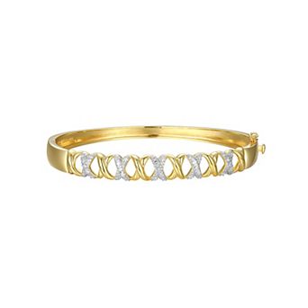 Classic Treasures 18k Gold Over Sterling Silver 1/3 Carat T.W. "X" Drop Bracelet