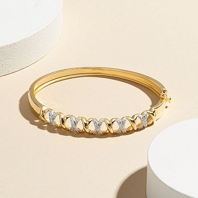 18k Gold Over Sterling Silver 1/3 Carat T.W. "X" Drop Bracelet